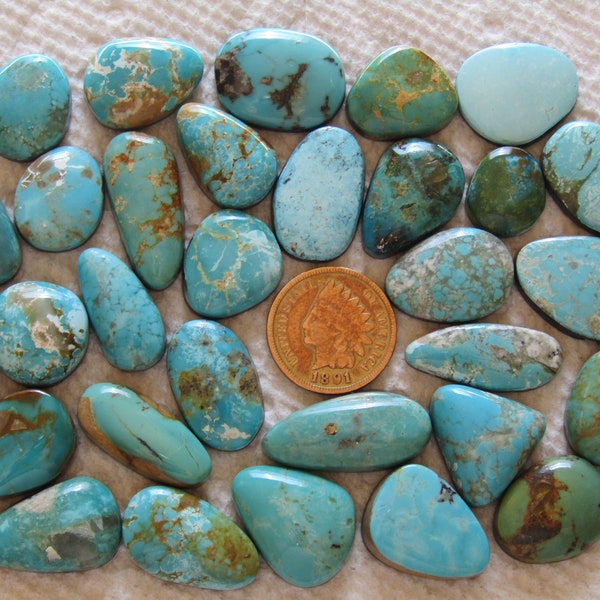 31 Mixed Turquoise Cabs 300 carats American Nevada Arizona Colorado Wholesale Lot Cabochons