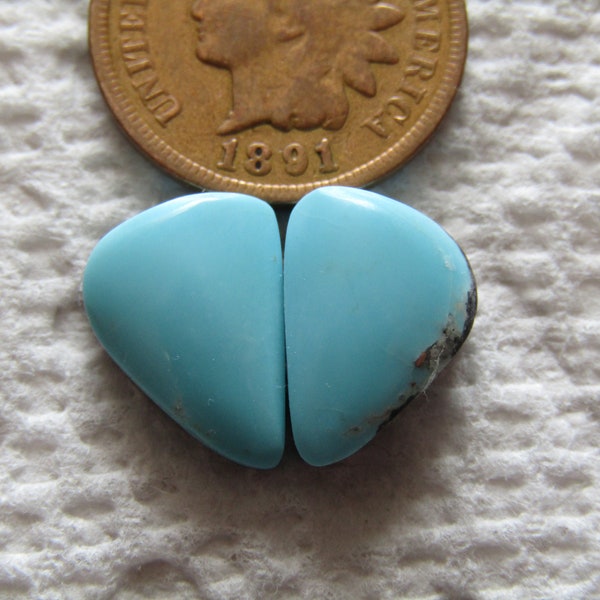 2 Campitos Turquoise Cabs 6.8 carats Cabochons Baby Blue Hand Cut Matching Set