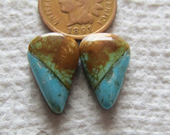 2 Tyrone Turquoise Cabochon 12 carat New Mexico American Cab Matching Sets