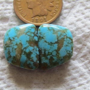2 Tyrone Türkis Cabochon 18 Karat New Mexico American Cab Matching Sets