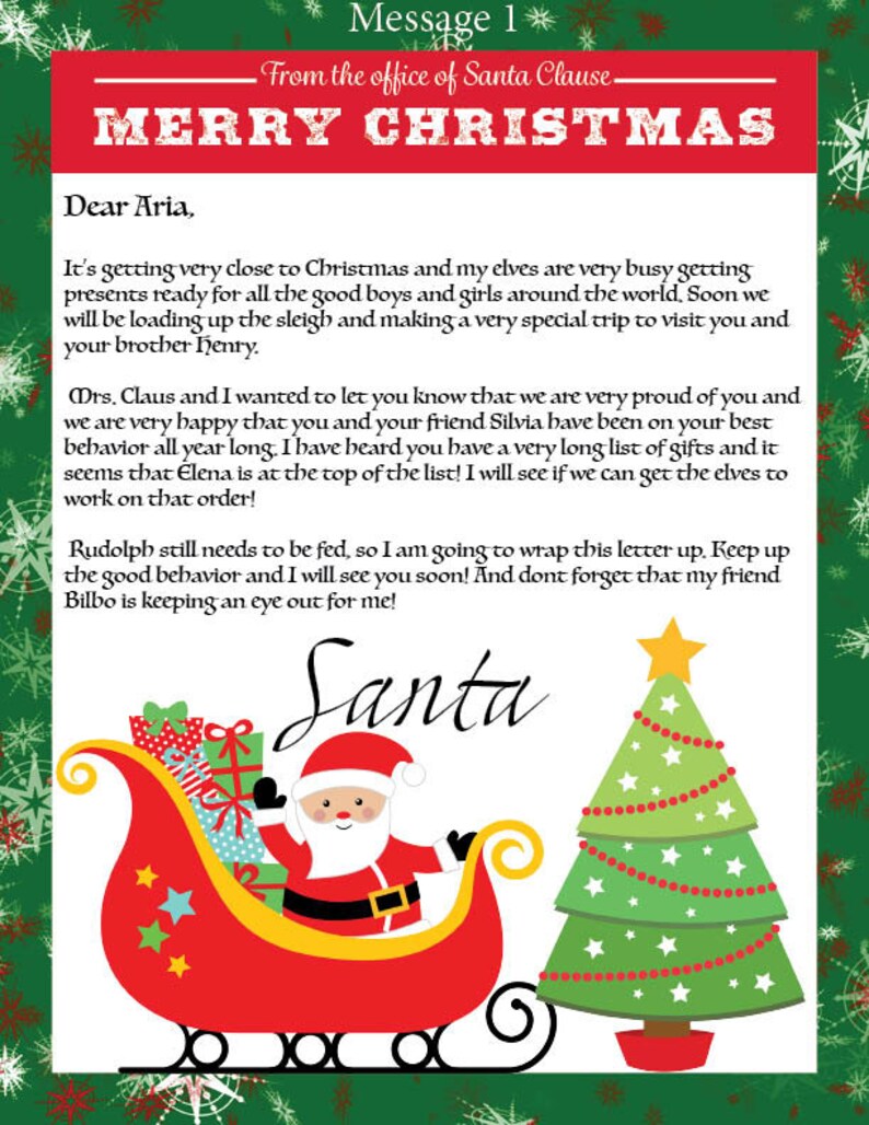 Personalized Message From Santa Etsy