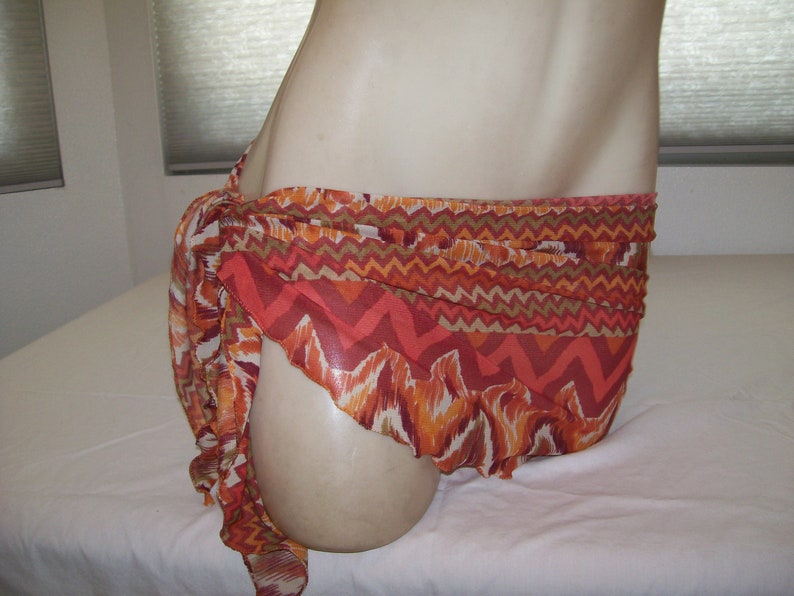 New Stripper Exotic Dancer Orange Zig Zag Beach Wrap Cover OS