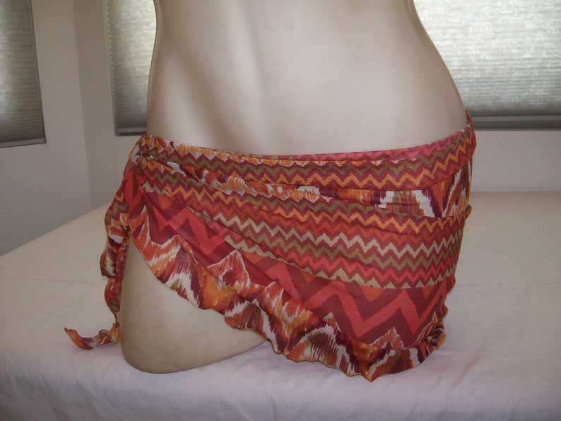 New Stripper Exotic Dancer Orange Zig Zag Beach Wrap Cover OS