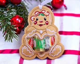 Gingerbread Man ITH Souvenir Treat Bag Machine Embroidery Design In Hoop