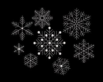 Snowflakes Machine Embroidery Design. 8 Different Designs for 4x4 Hoop, Many Sizes