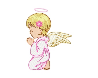 Praying Angel Girl Machine Embroidery Design (Digital File)