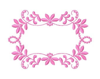 Pink Princess Frame Monogram Frame with Swirls - Machine Embroidery Design