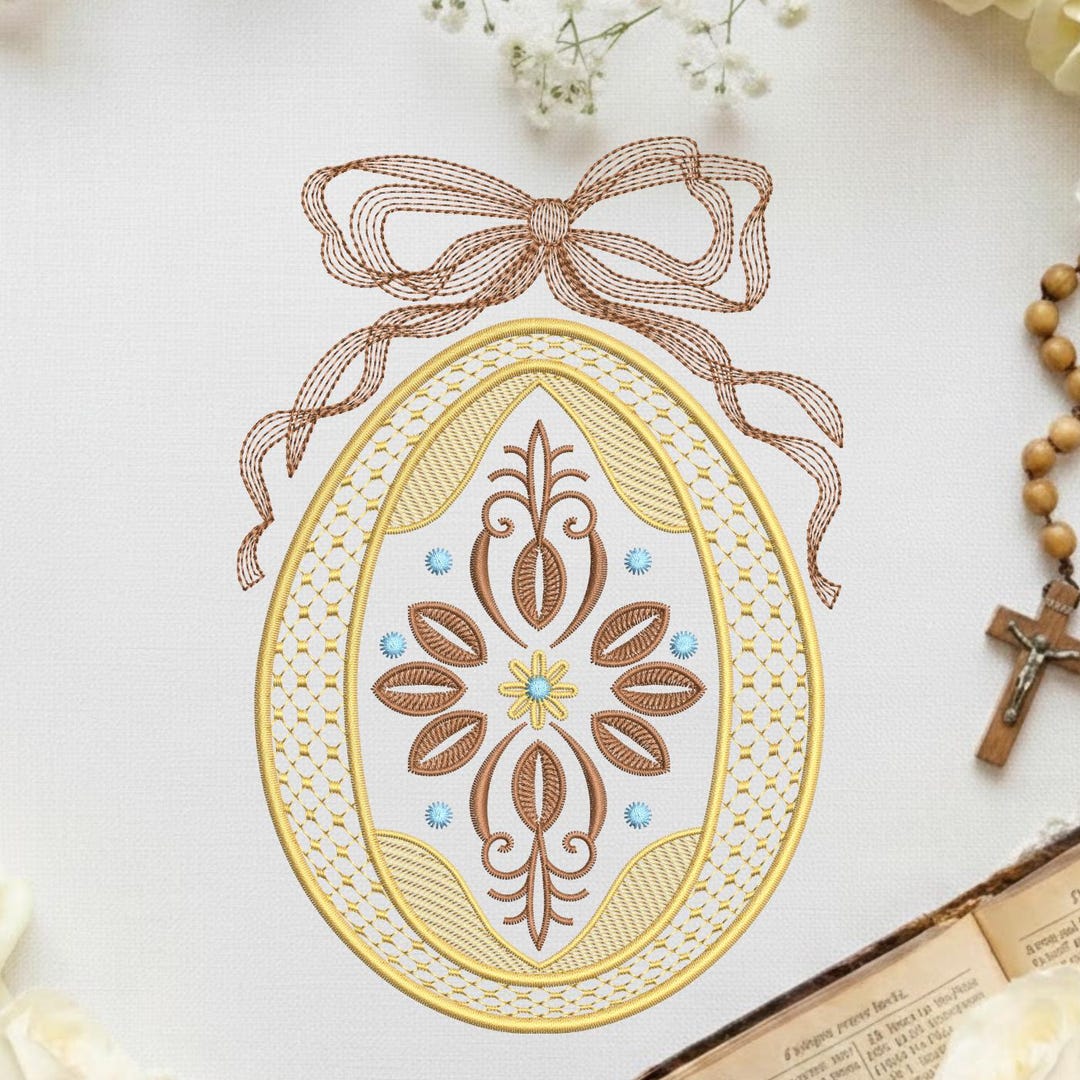 Vintage Easter Egg Machine Embroidery Design, Ornate Floral Egg With ...