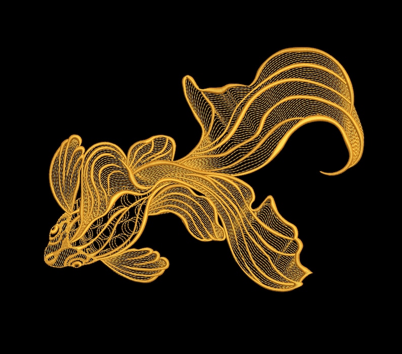 Golden Fairy Fish -machine Embroidery Design, Aerial Veiltail Fish - Etsy