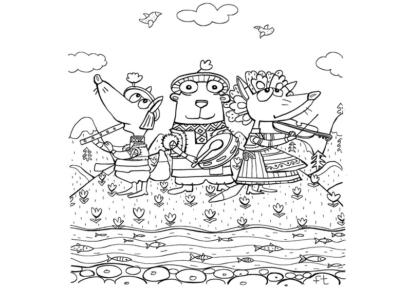 Download Fox Coloring pages T-shirt design Bag design SVG Instant ...