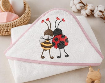 Bee and Ladybug Romantic Machine Embroidery Design, Love Bugs-7 sizes
