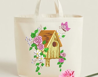 Spring Birdhouse Surrounded By Flowers – machine embroidery design