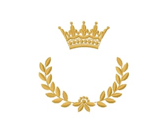 Royal Crown Laurel Frame: Monogram Embroidery Design (Digital Download)