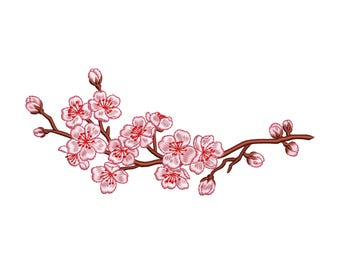 Graceful Spring Cherry Blossom Branch - Machine Embroidery Design - 7 sizes