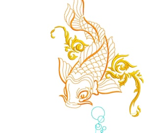 Chinese Golden Carp - Machine Embroidery Design