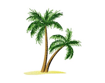 Tropical Palm Tree - Machine Embroidery Design. Two Palms on Sunny Beach