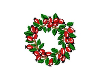 Rosehip Wreath, Autumn Wreath - Machine Embroidery Design