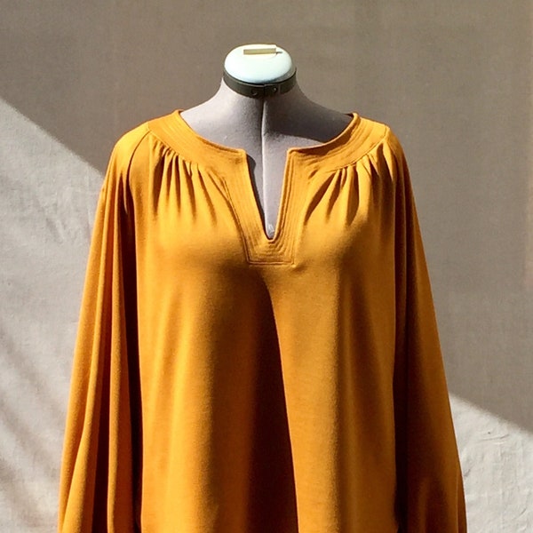 Blouse jaune moutarde - blouse en jersey Milano jaune moutarde - Fait main - Made in France