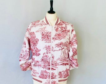 Bombers en toile de Jouy rouge