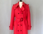 orange neontrench coat - orange coat - bright orange coat - Hand made - Made in France