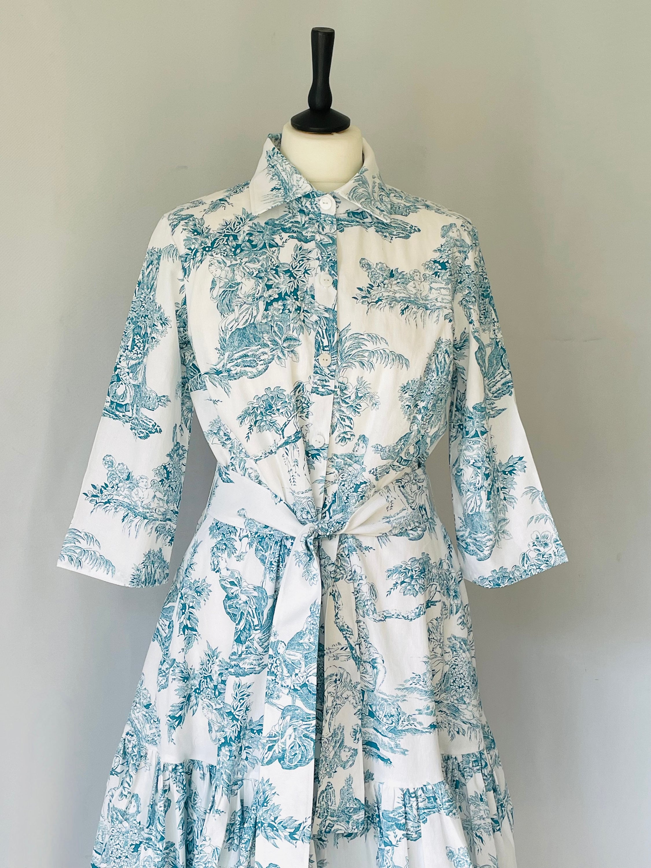 Turquoise Toile De Jouy Dress - Etsy