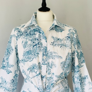 Robe toile de Jouy turquoise
