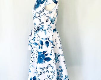 青い花柄シャツドレス - Etsy 日本