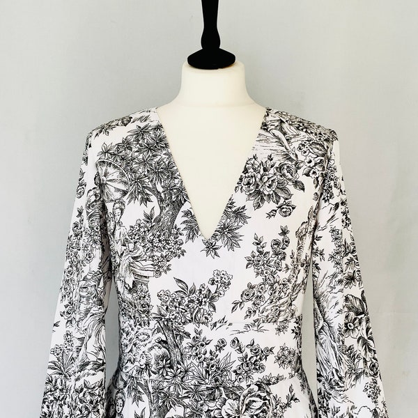 Robe toile de Jouy noir et blanc