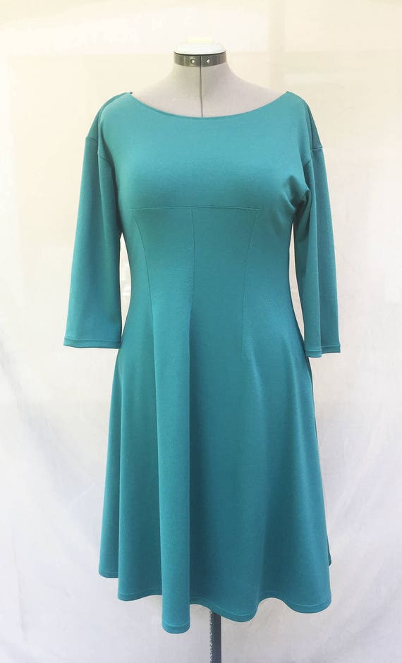 Bright Blue Milano Jersey Dress - Ballerina Neckline Jersey Dress - Blue Skater  Dress - Hand Made - Made in France - Etsy