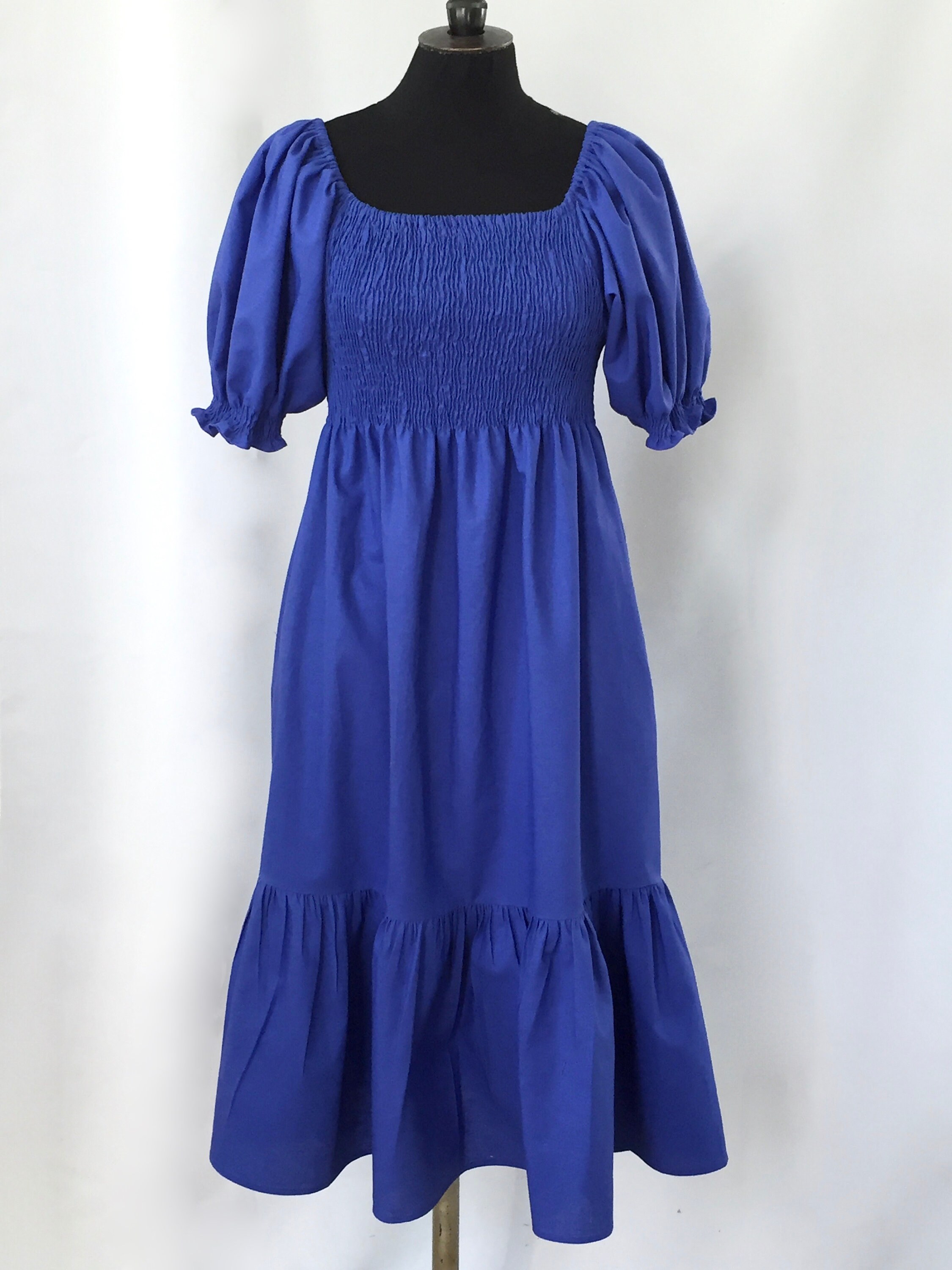 French Blue Dress - Blue Linen Dress - Royal Blue Midi Dress - Hand Made -  Made in France. - Etsy