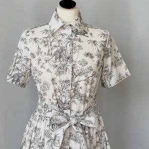 Robe chemise en toile de Jouy noir et blanc