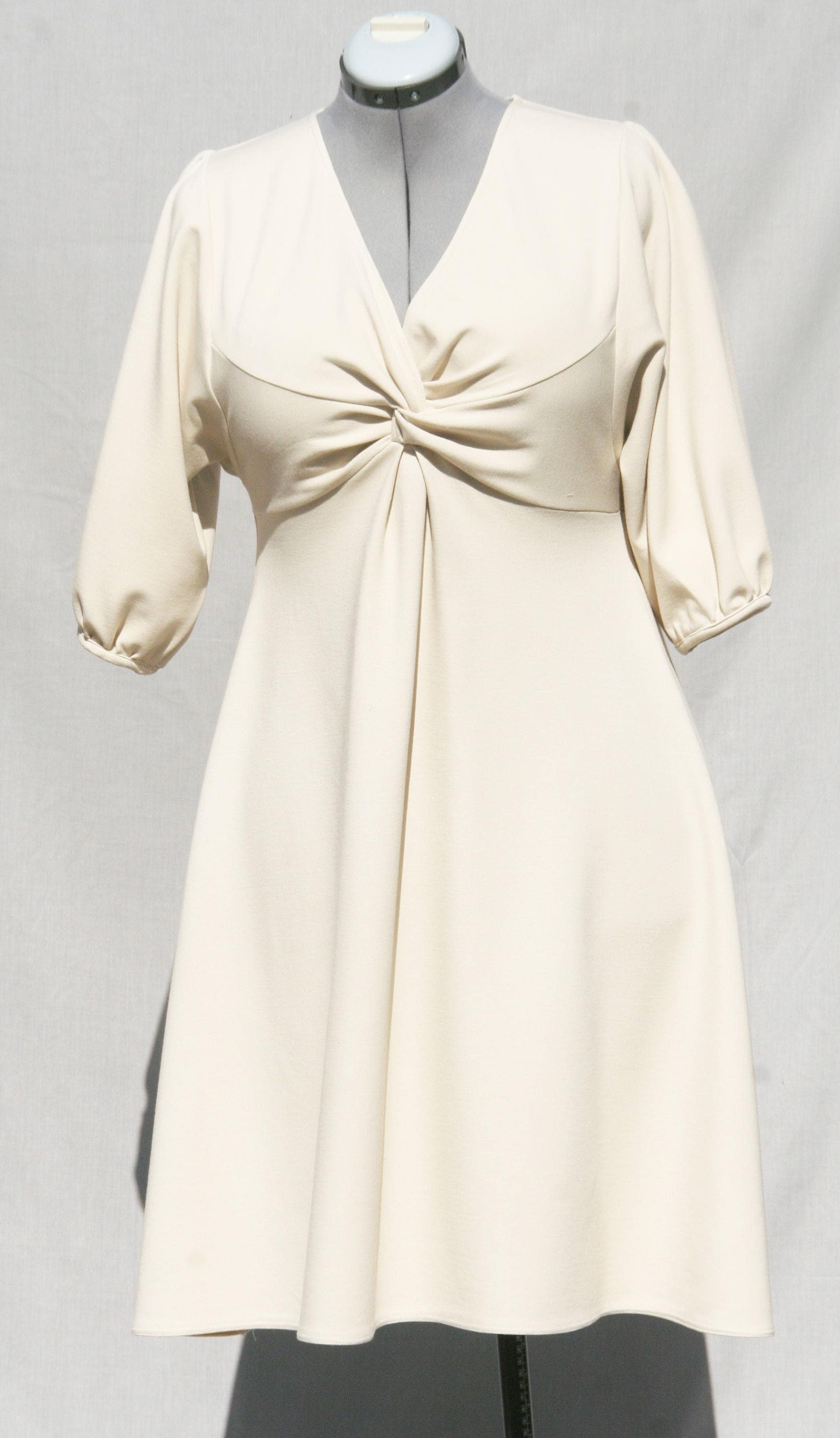 Ivory Jersey Wrap Dress - Camel Beige Jersey Dress - 3/4 Sleeves - Midi  Jersey Wrap Dress - Handmade - Made in France - Etsy