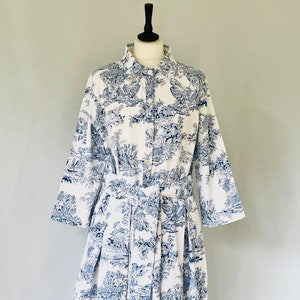 Jouy toile midi-shirtjurk