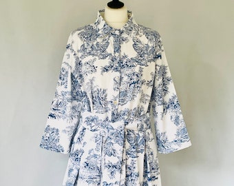 Toile de Jouy shirt dress midi length