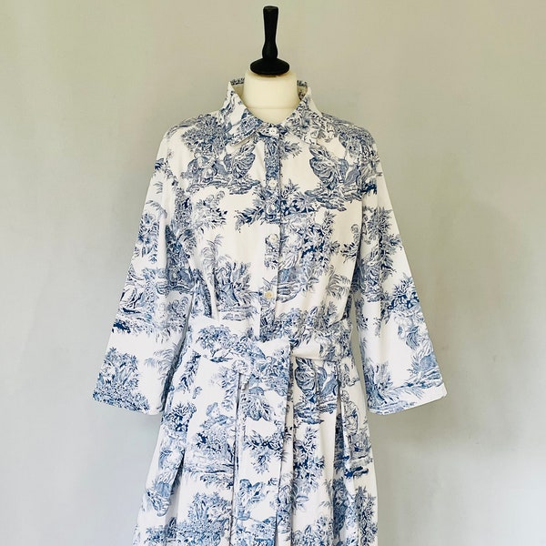 Robe chemise en toile de Jouy