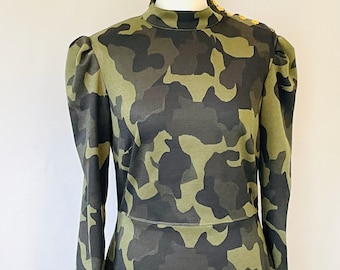 Camouflage color jersey dress