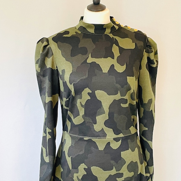 Robe camouflage en jersey milano