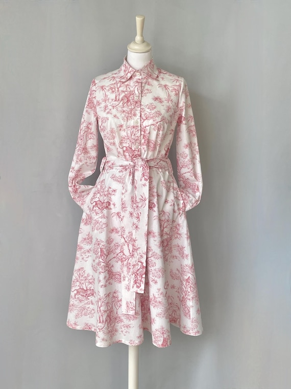 Riu Twist ribbon Toile de Jouy dress ピンク Toile de Jouy Collection – Riu