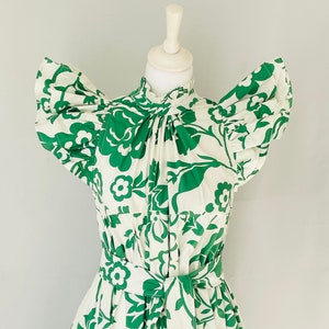 Green and white floral dress