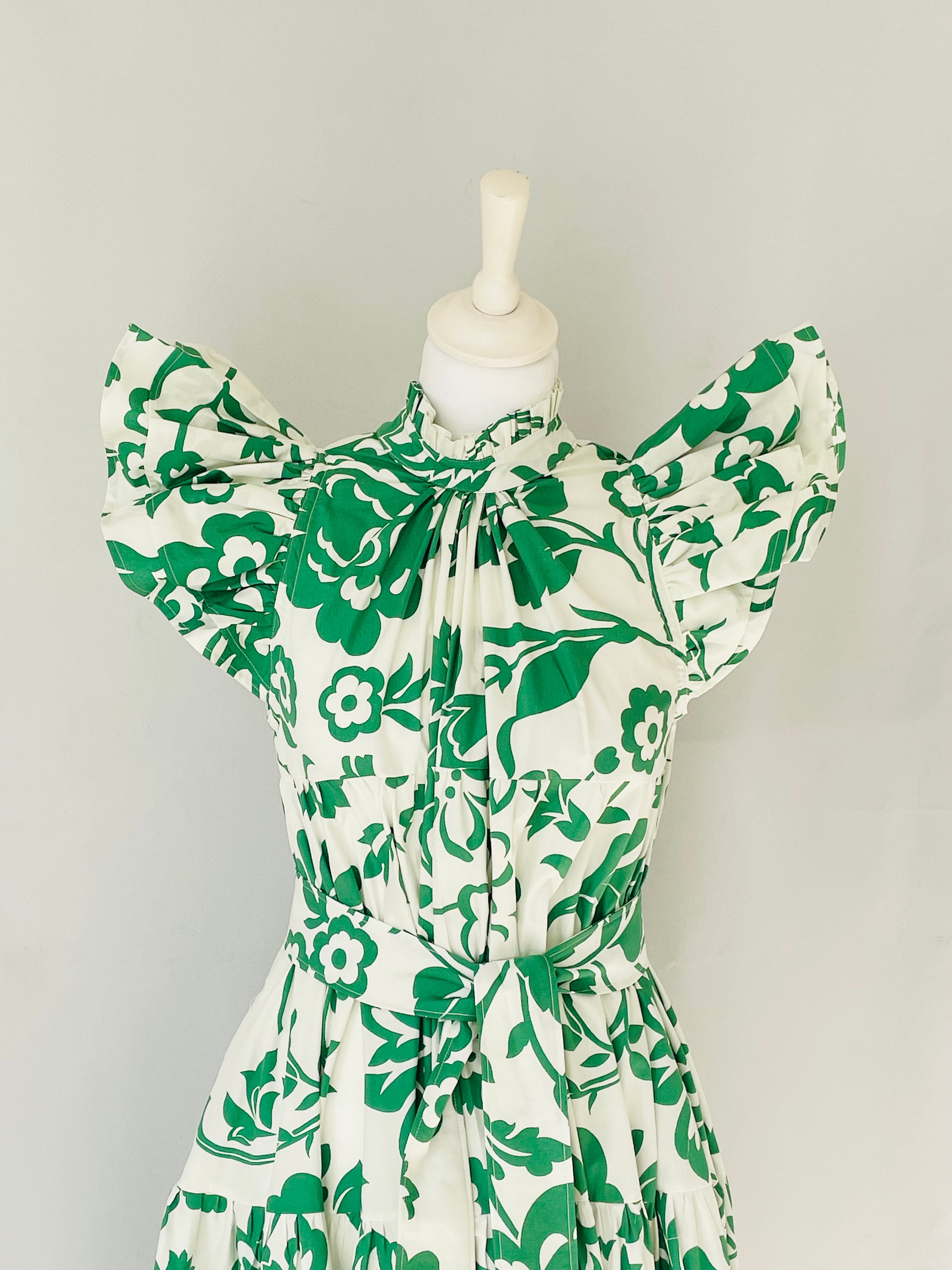 Green and White Floral Dress - Etsy