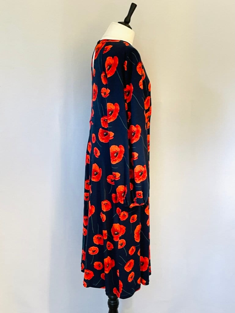 navy dress with red flowers Navy Blue and Red Floral Dress
