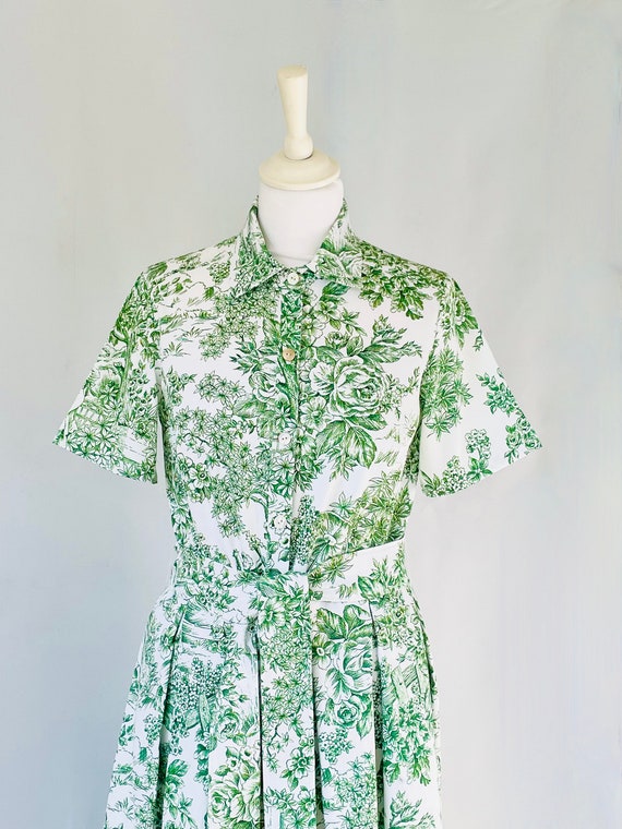 Green Toile de Jouy Dress