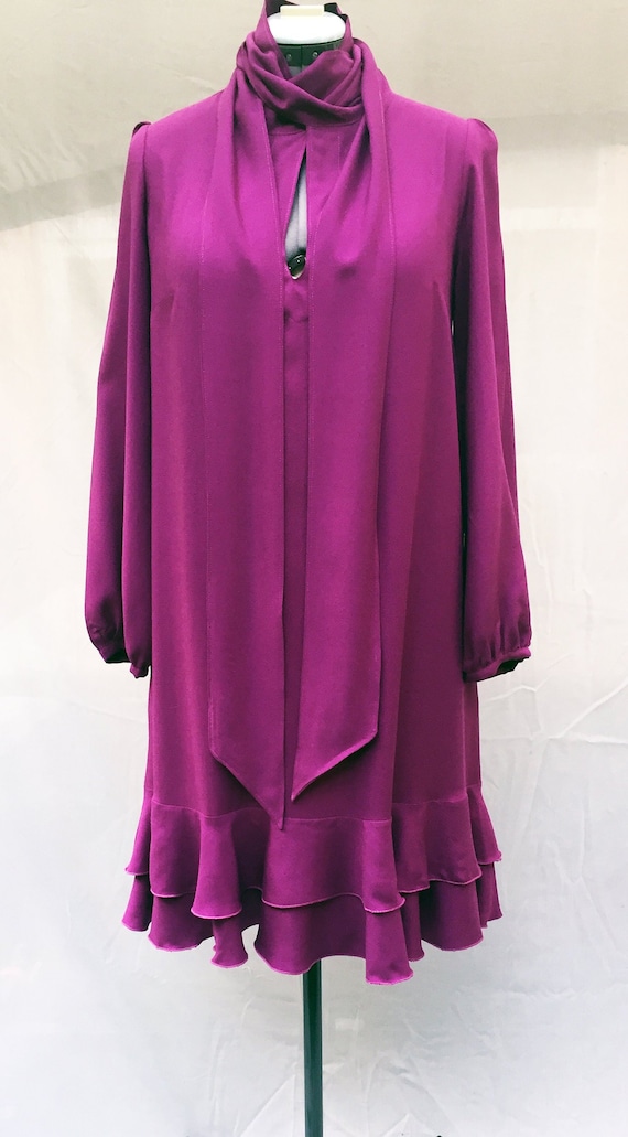 purple trapeze dress Purple Trapeze Dress - Purple Necktie Dress - Purple Shirt Dress - Hand  Made - Made in France
