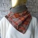 Plaid Tartan Unisex Scarf /   Scarf with snaps on Leather, Brown Green Tartan Scarf,  Chunky Scarf, Men Scarf