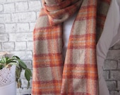 Oversized Plaid blanket scarf shawl Caramel Brown Blanket Men Scarf,men 39 s women 39 s scarf, long winter scarf, Fashion men Cool Scarf