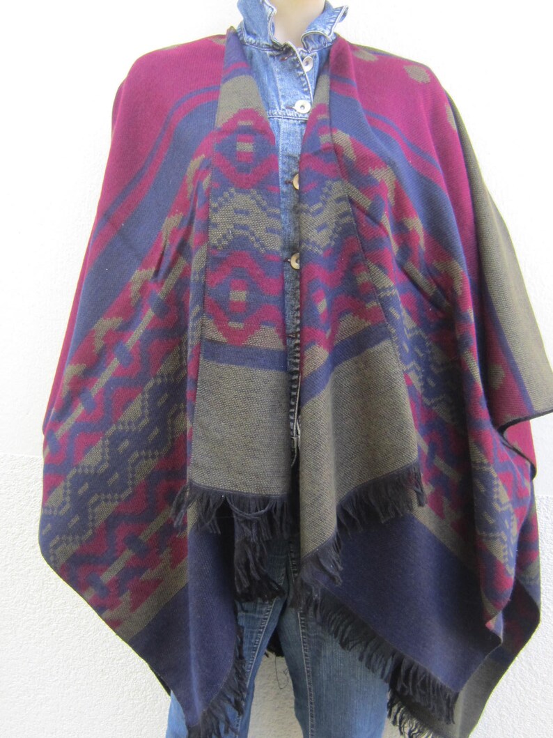 Aztec Pancho Green Women's Poncho Women Clothing Hippie Etsy