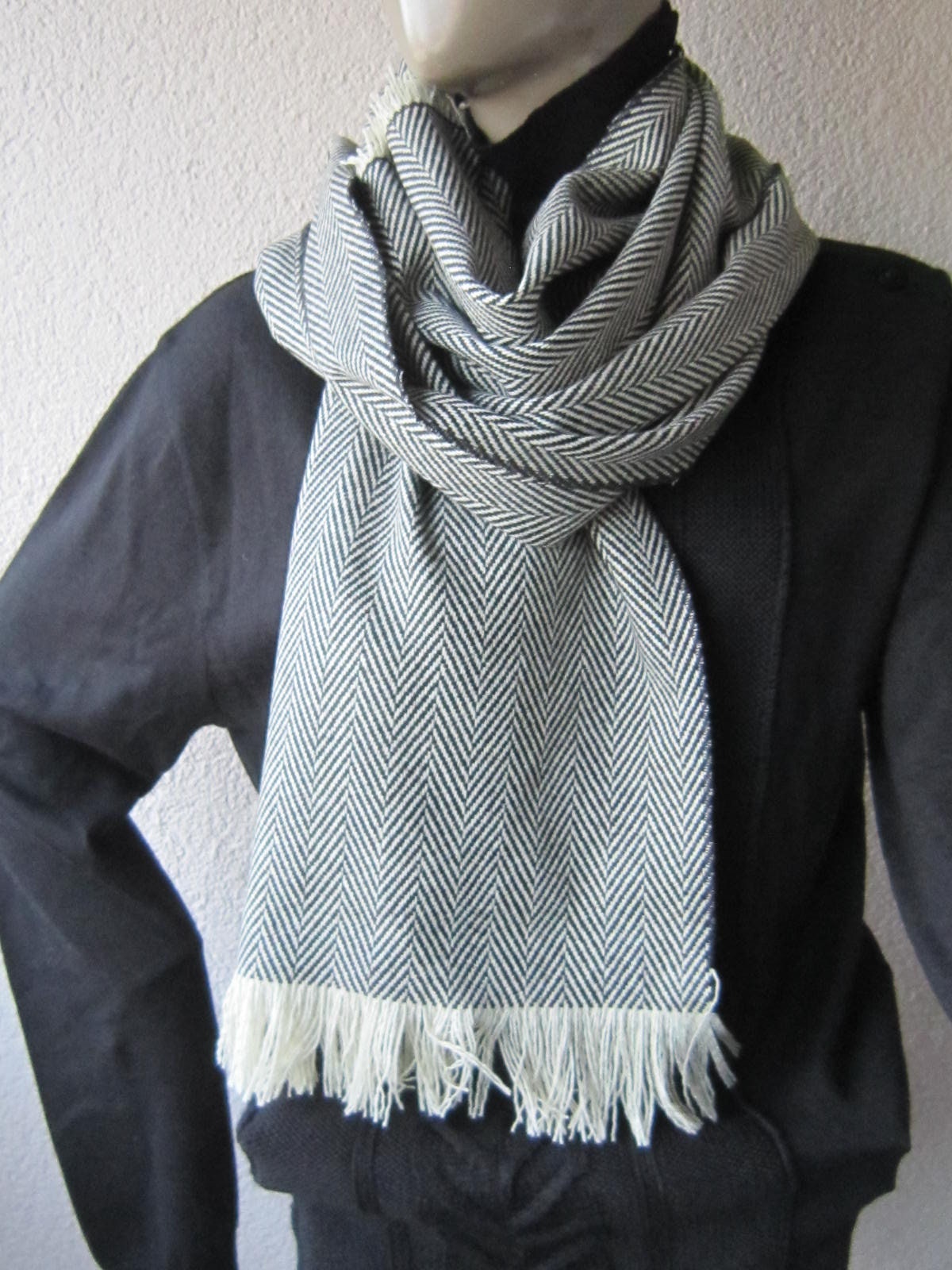 Herringbone Scarf Mens Scarf Grey Herringbone Infinity scarf Etsy