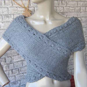 Knit Vest Cross Sweater, Dark Grey Sweater, Vest Capelet , women vest scarf, winter fashion, Sweater Capelet Neck warmer scarf grey