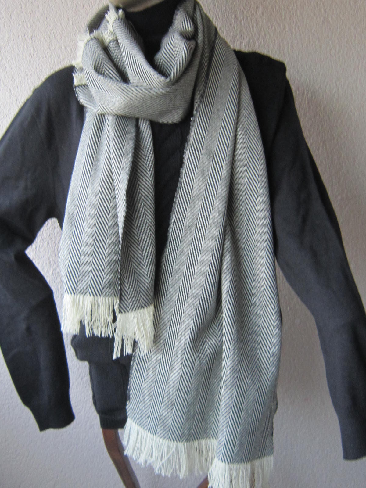 Herringbone Scarf Mens Scarf Grey Herringbone Infinity scarf Etsy