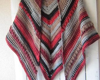 Colorful Hand crochet  triangle shawl  Colorful Hand crochet scarf  Long Boho Hippie Winter Women's accessories Ready to Ship